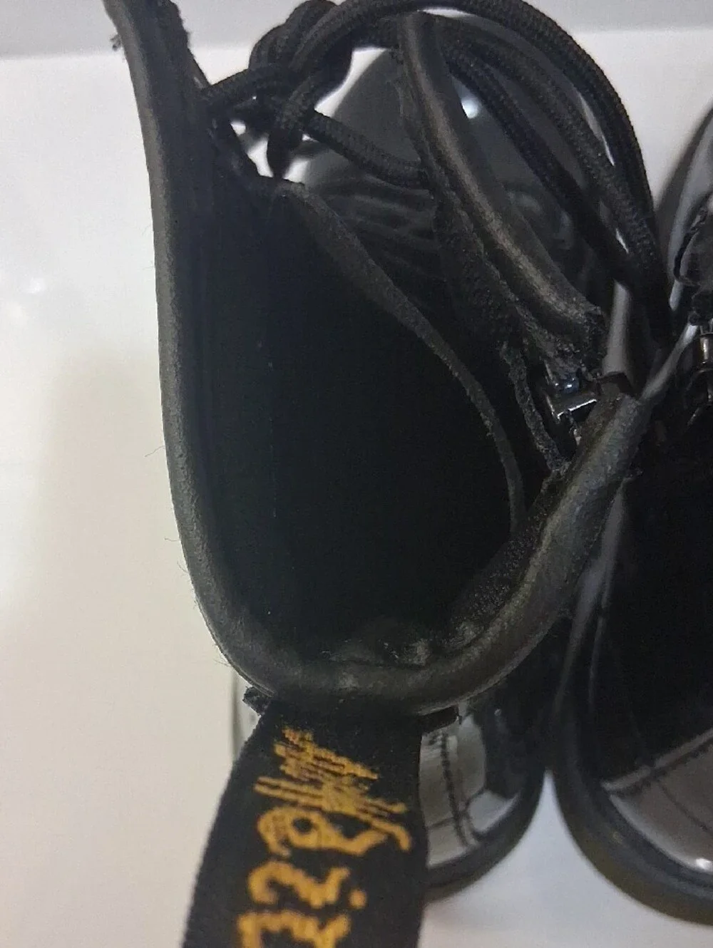 Pre-owned Dr. Martens Black Patent Lace-Up Ankle Boots